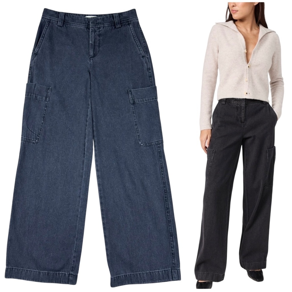 Vince Utility Cargo Wide Leg Jeans High Rise Denim Sz 27 Grunge Gorpcore Goth
